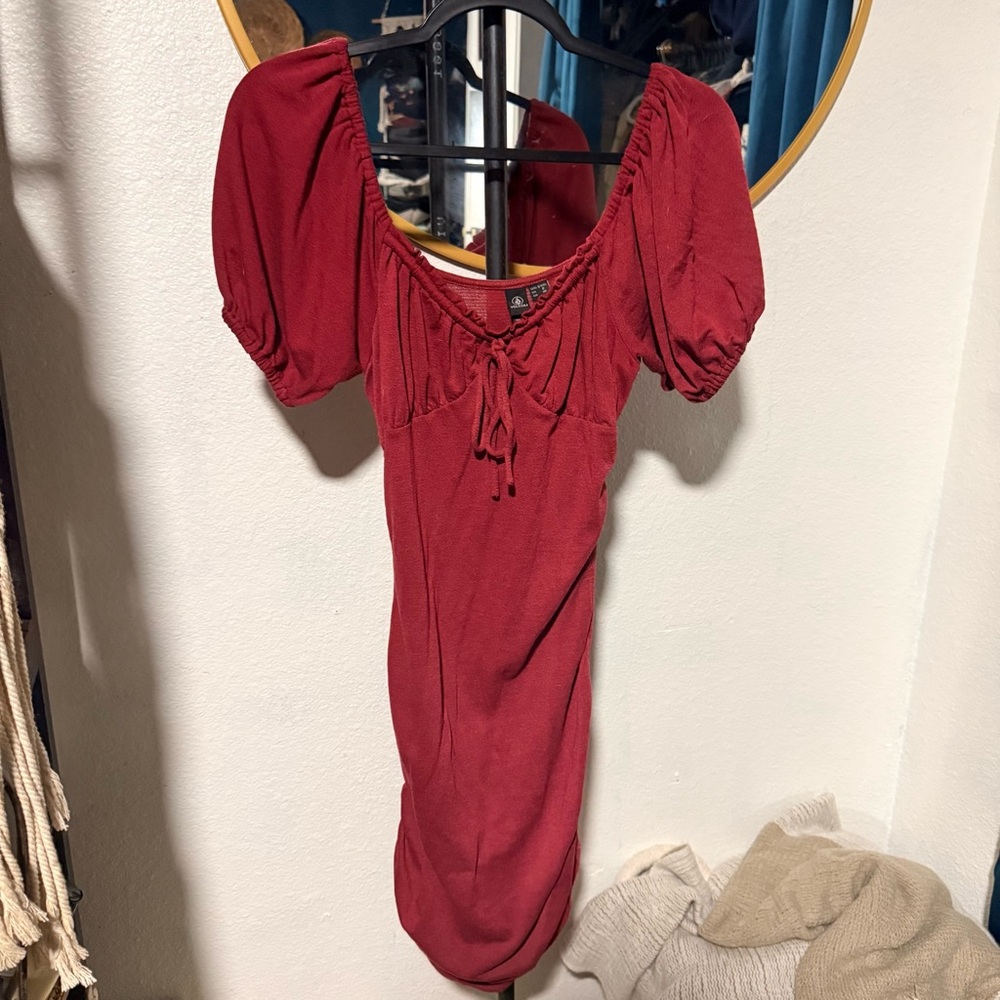 Volcom Red Puff Sleeve Dress